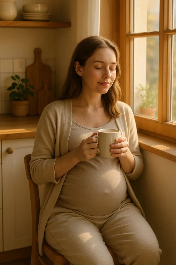 Pregnant woman considering coffee consumption during pregnancy