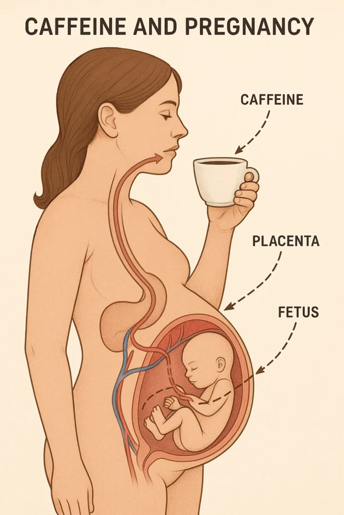 "Pregnant woman considering coffee consumption during pregnancy"