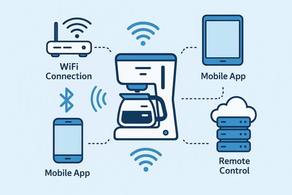 How app-controlled coffee makers connect via WiFi and Bluetooth
